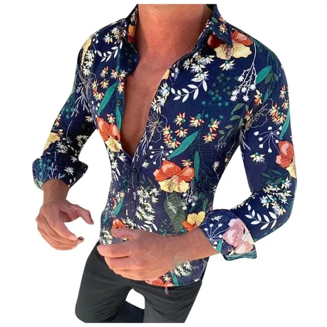 Custom men long sleeve shirt design summer beach hawaii men clothes sublimation printing button up t shirts