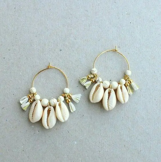 Selling Cowrie Shell Hoops/14k Gold Filled