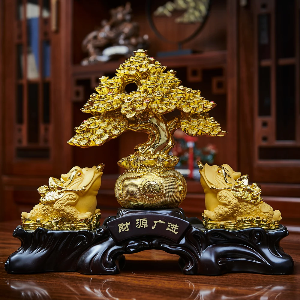 Custom Designed Wealthy Golden Toad Sand Gold Folk Art Style Resin Home Decoration 3D Craft for All Kinds of Ornaments