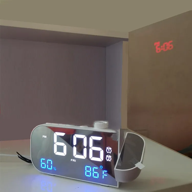 LED Table Clock with Time Projector with FM Radio with Temperature and Humidity