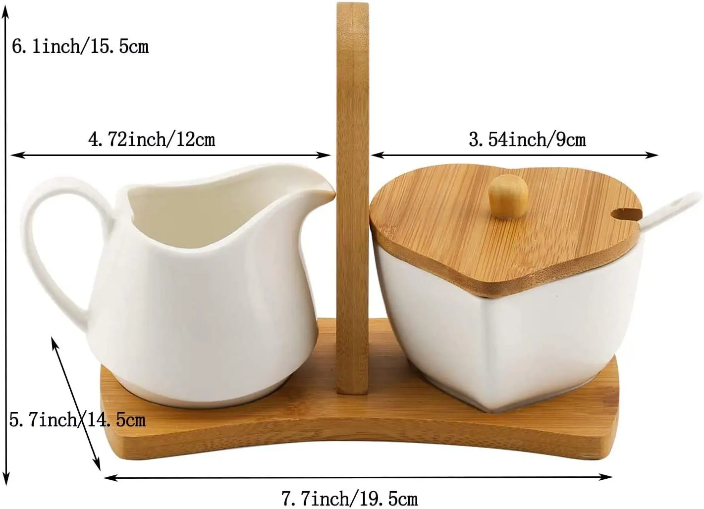 White Tea DOWAN Sugar and Creamer Sets for Coffee 3 Piece Set with Sugar Bowl Spoon Cream Pitcher Ceramic Set with Lid 