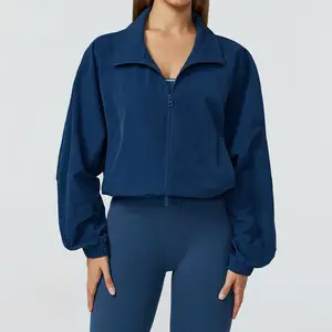 Quick-drying Lightweight Seamless Stand-up Collar Sporty Jacket Women Zipper Windproof Outdoor Running Fitness Long Sleeve Yoga