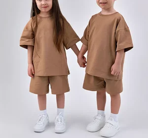 Custom Children Toddler Boy T Shirts and Shorts 2 Piece Sweatsuit Sets Cotton Blank Kids Boys Summer Clothing Shorts Sets