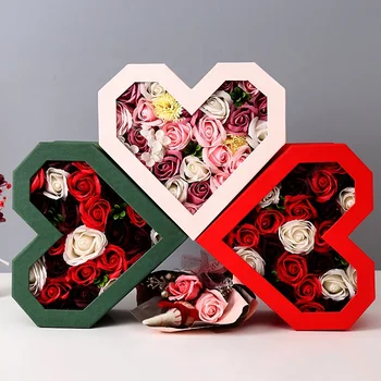 Heart Shape Soap Window Flower Boxes Valentines Christmas New Year Birthday Wedding Love Flower Gift Box Empty box