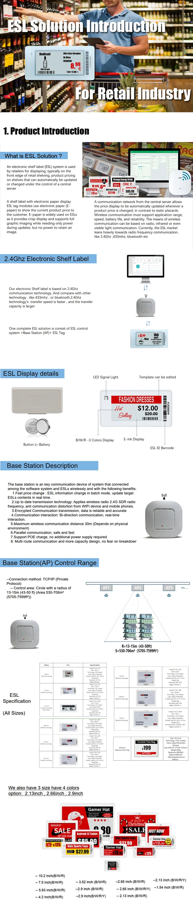 Price R Esl Specifications 4 Color ESL Label - Black, Red, White, Yellow Digital Price Tags