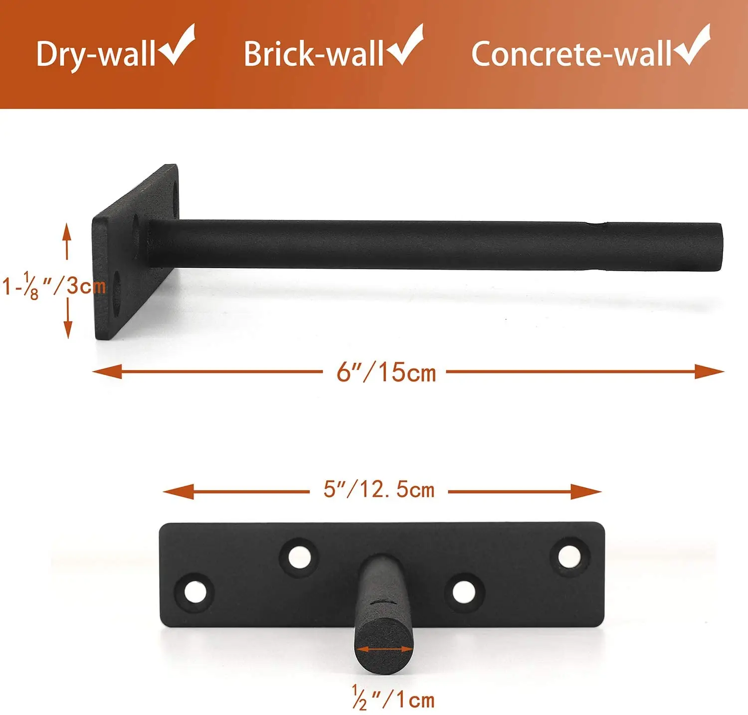 Floating Shelf Bracket Supports Concealed Wood Shelves Solid Steel Blind Mount Support Hidden Black Brackets Hardware