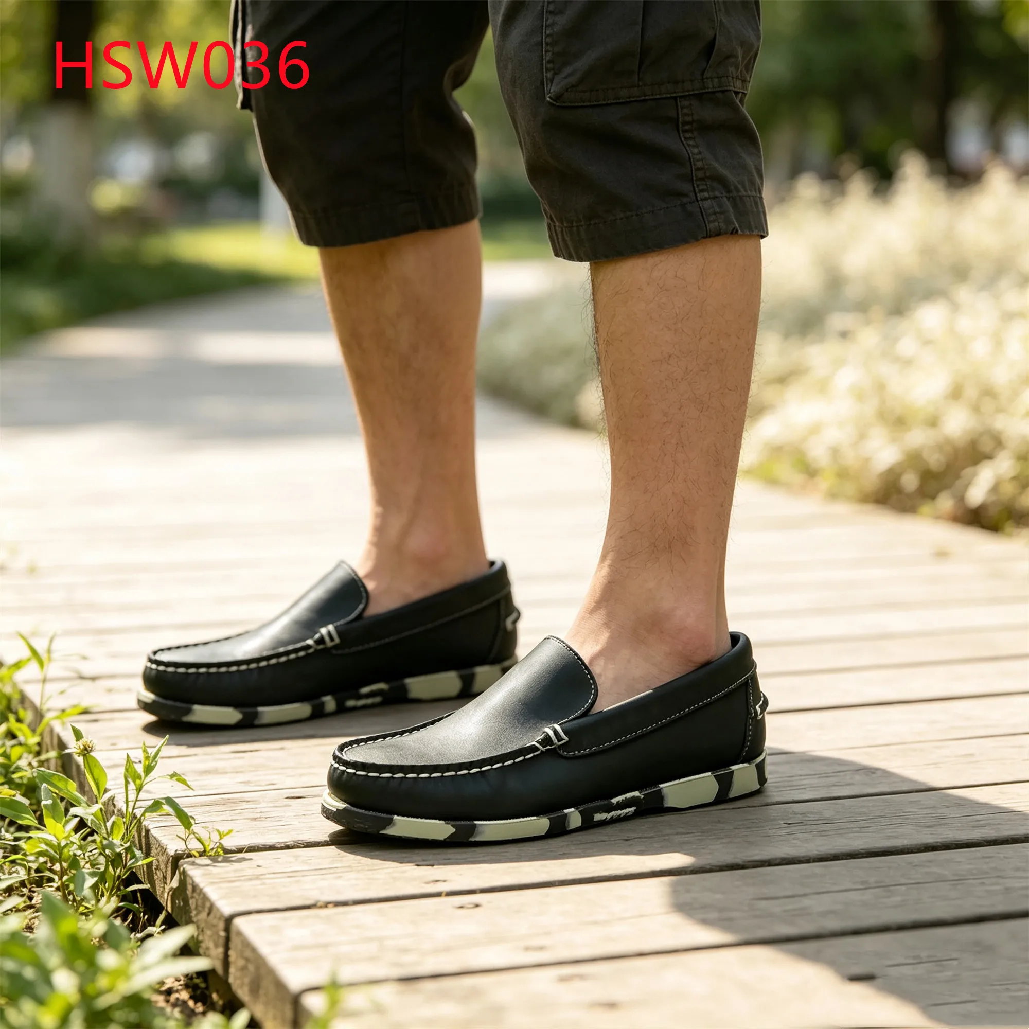 LXG,road Trip Driving Camouflage Rubber Sole Hua Singh Moccasin Shoes Stitch Firmly Pull-on Style Olive Green Deck Shoes HSW037
