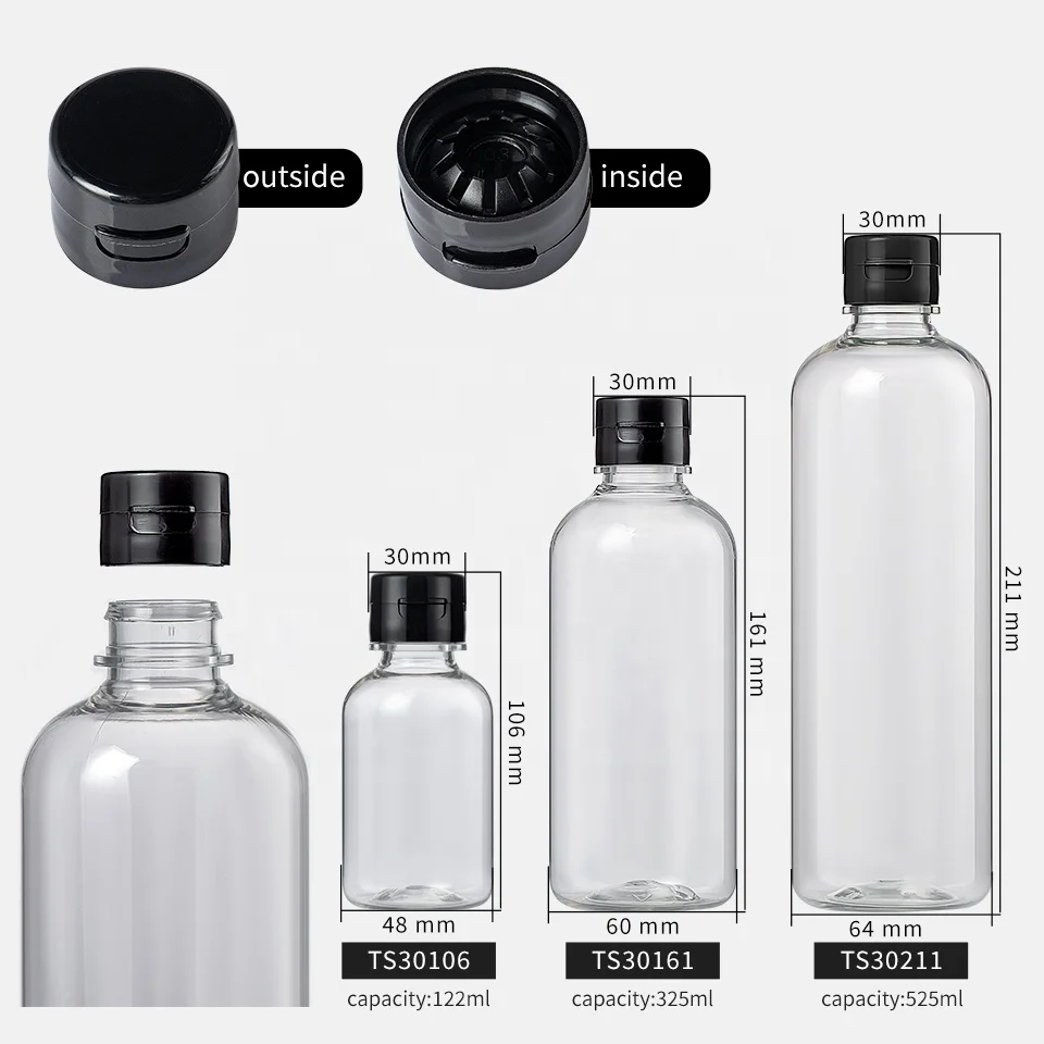 Supply PET 122ml 325ml 525ml clear Food Grade Coconut Oil Round Plastic Olive Oil Bottle