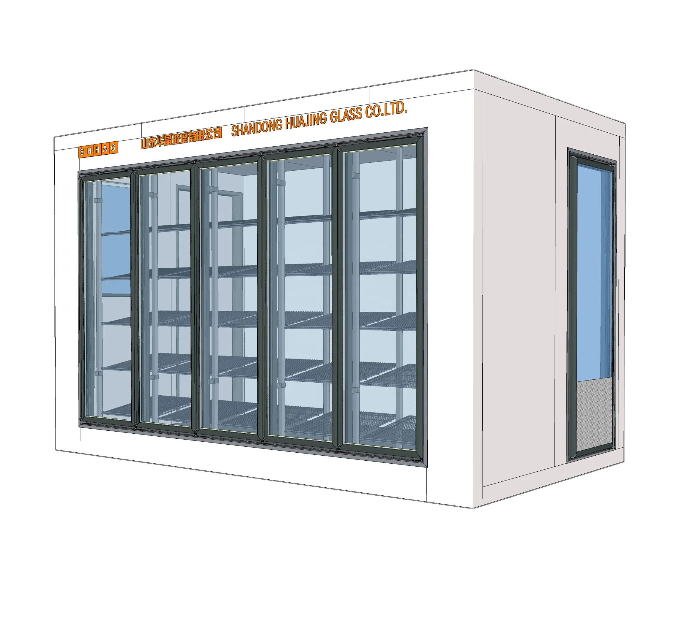 Commercial Supermarket Equipment Refrigerator Display Freezer Beverage Cooler Glass Doors