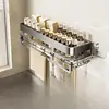 [Grey] Single layer 50cm hook and rod storage rack
