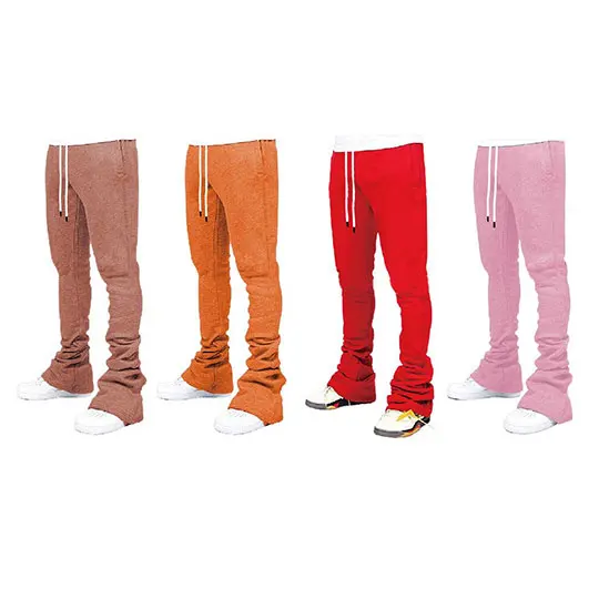 Crazy Maker high Quality custom logo Men Stacked Joggers With Pocket Men's Sweatpants Flare Cargo Stacked Pant Trousers