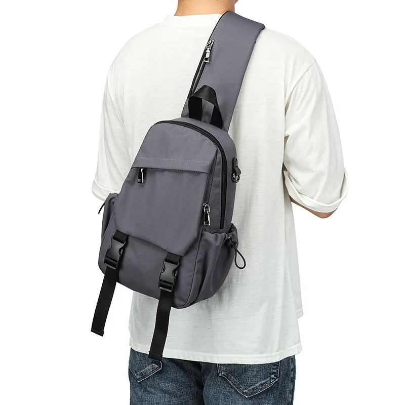 2025 New Men's Vintage Waterproof Durable Polyester Chest Crossbody Anti-theft Large Capacity Street Trendy Bag 8inch