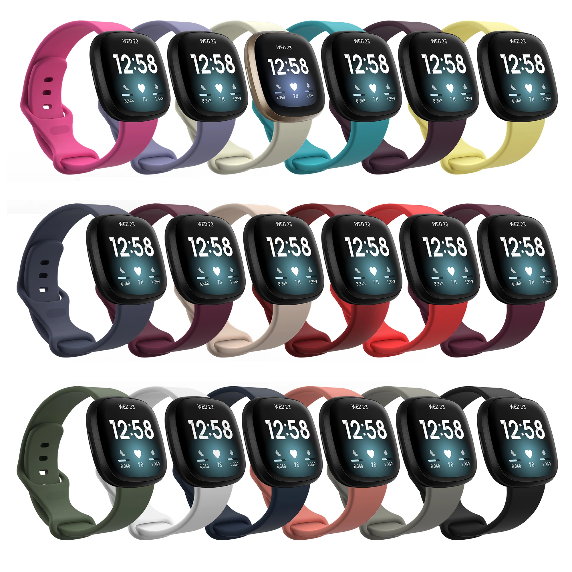 For Fitbit Versa 3/Sense Replacement Silicone Rubber Sports Band Strap Wristband 