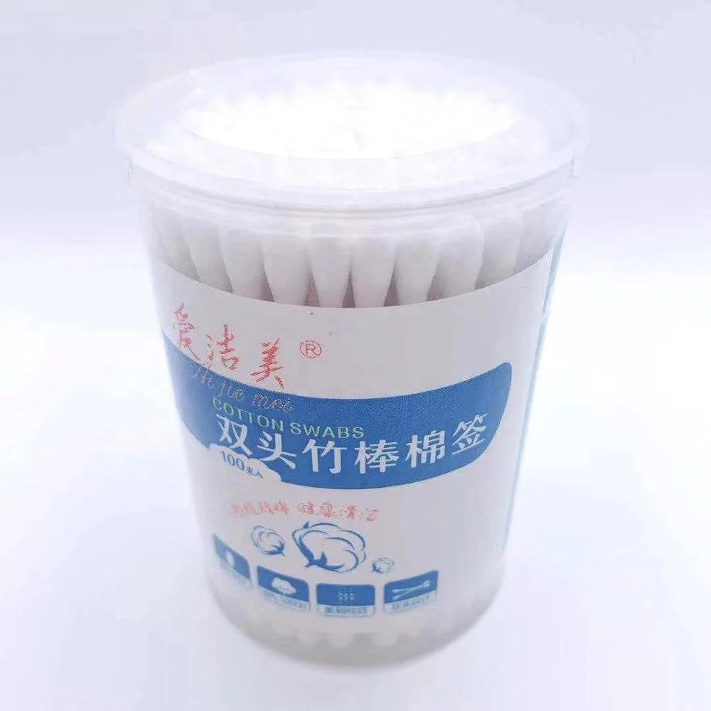 Одноразовые двойные круглые бамбуковые палочки, ватные палочки