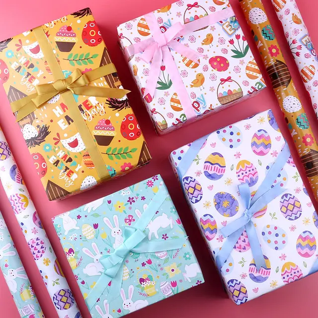 Easter Style Children Gift Wrapping Paper Cartoon-Printed Wrapping Paper Xmas Festival Gift Box Wrapping Paper