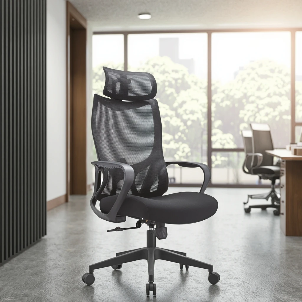 Black Professional Home Chair PP Frame Lumbar Support Butterfly Mechanism Ergonomic Seating 3