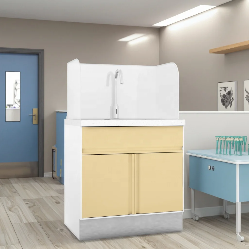Sterile Processing Sink Base Cabinet 810mm Stainless Steel for Hospital with Seamless Welding and Chemical-Resistant Basin Area 6