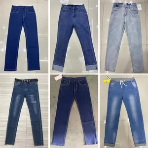 Cut Label Second-hand Girl Jeans Fashion Design Narrow Bottom Jeans for Women Stock Bulk Sale Clothes