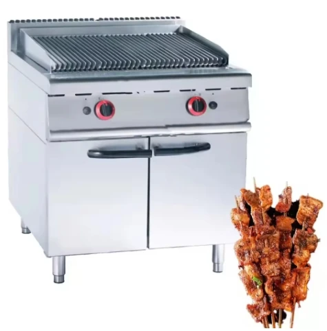 Table Counter Top Vertical barbeque gas Lava Rock Grill with Cabinet Kitchen Equipment Cooking Line