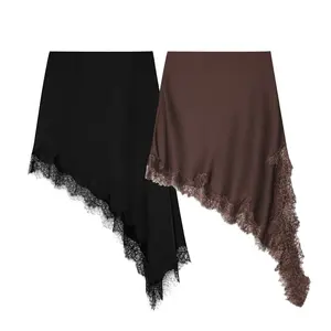 Spring Autumn Women's Clothing  Asymmetrical Lace Breathable Casual Empire Waist Retro Short Skirt