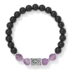Pulsera vikinga negra pulida de amatista natural