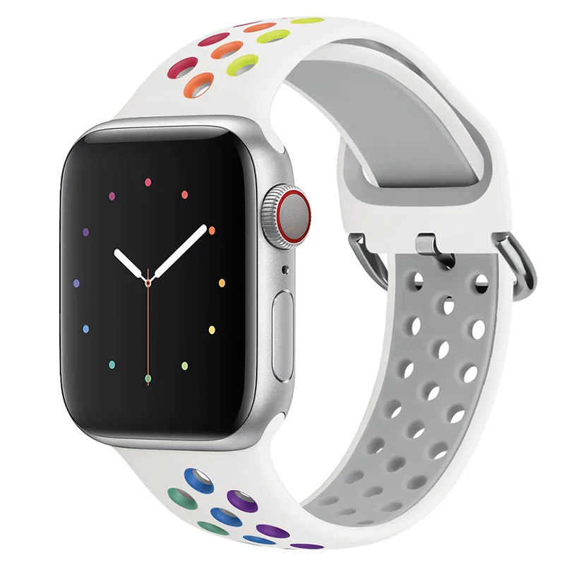 Correa De Silicona Para Reloj Apple Watch Banda 44mm 40mm 42mm 38mm 40 44  Mm Transpirable Pulsera Correa Iwatch Serie 3 6 5 4 Se 7 45mm 41mm - Buy  Correas,Relojes,Barato Correas Product on Alibaba.com