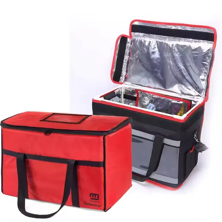 Beach Picnic Cooler Reusable Thermal Insulated Tote for Cold Drink Wine Grocery Hot Food Delivery Non Woven Nylon Cooler Bag