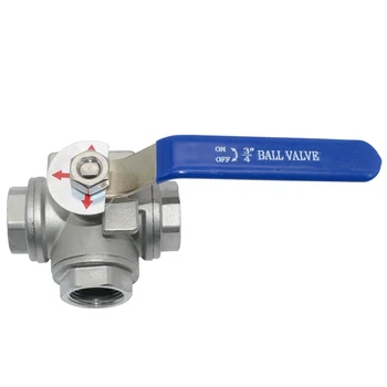 1000WOG Stainless Steel 304 316 three-way BSP NPT female threaded ball valve T type three-way valve