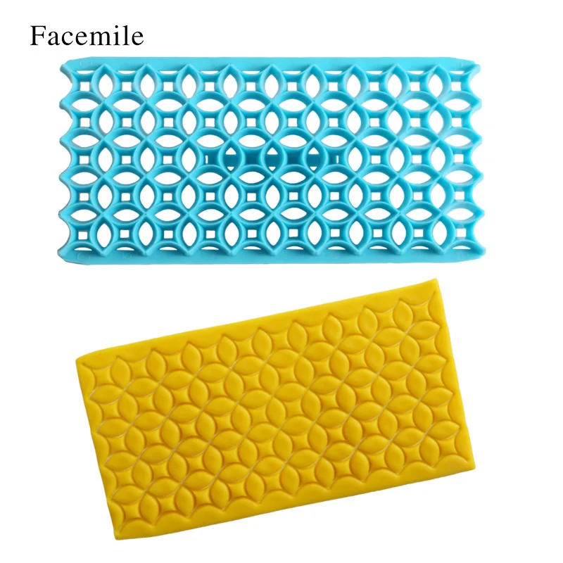 Fancy Designs Cookie Cutting Texture Silicone Model Pattern Fondant Cake Embossed Mold Cake Decorating Tool Stencils Cake