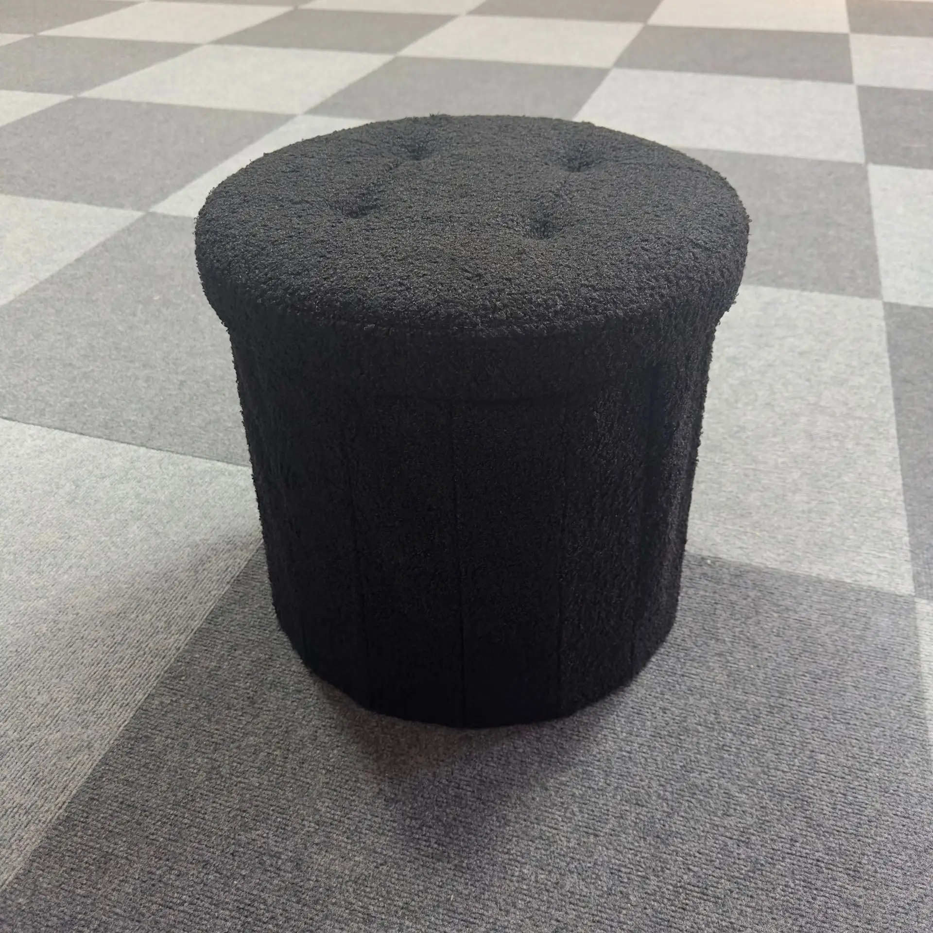 Factory Wholesale Custom Round Multifunctional Foldable Footstool/Ottoman Best-Selling Velvet Seat with Velvet Storage