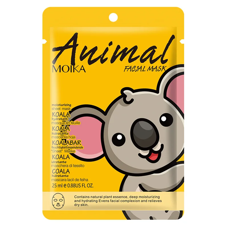 Custom Animals Sheet Masks Moisturizing Whitening Facial Animal Organic Cotton Beauty Face Mask