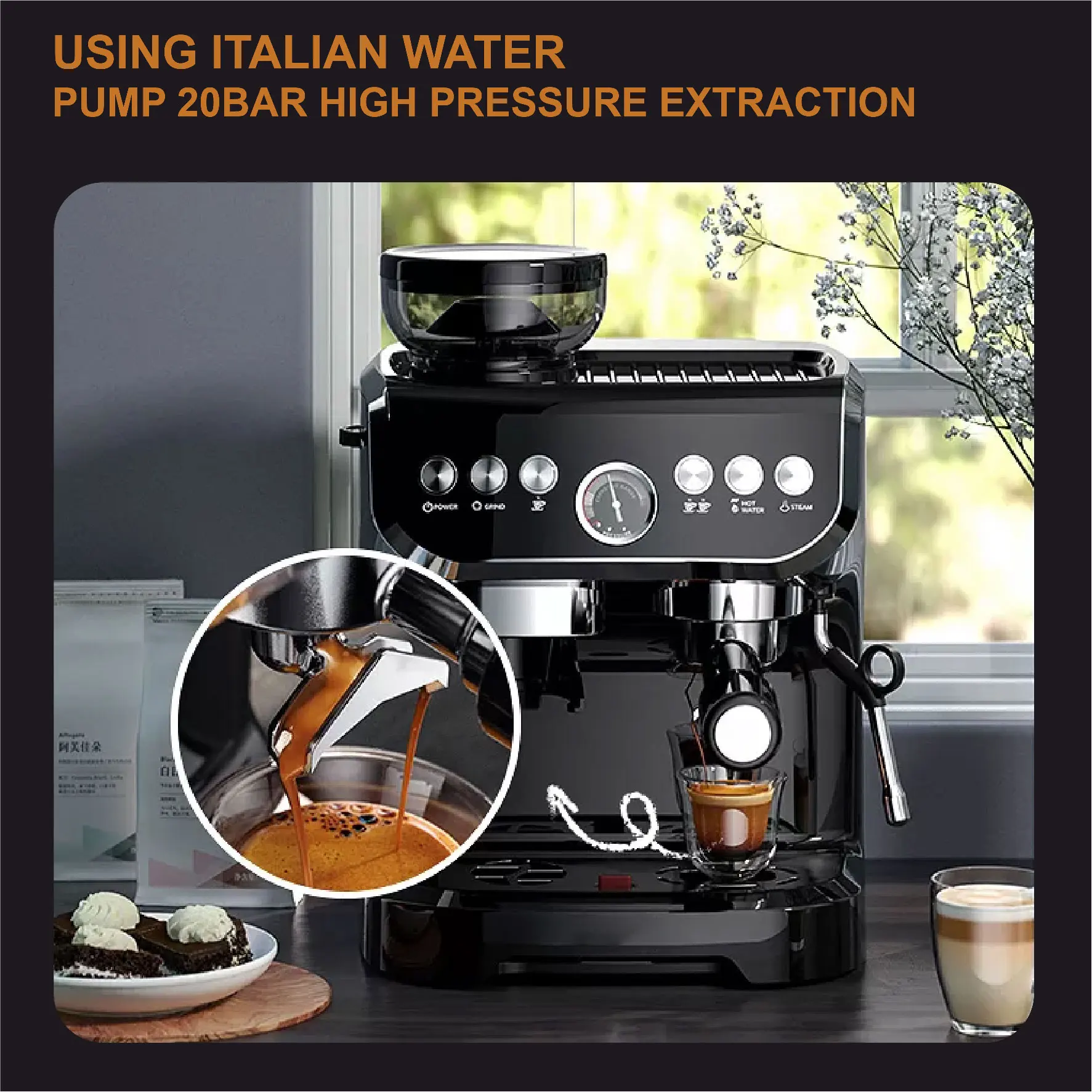 Espresso And Grinding Integrated Semiautomatic Commercial Coffee