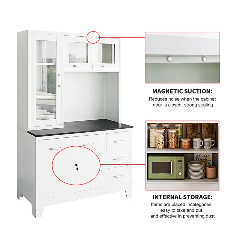 Modern Multifunctional Durable and Sturdy Steel Kitchen Cabinets with Large Capacity Cheap Custom Metal Kitchen Cupboard