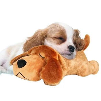 Soft Plush Puppy Heartbeat Stuffed Toy Behavioral Aid Dog Chew Toy Sleep Buddy for Puppies Pet Companion