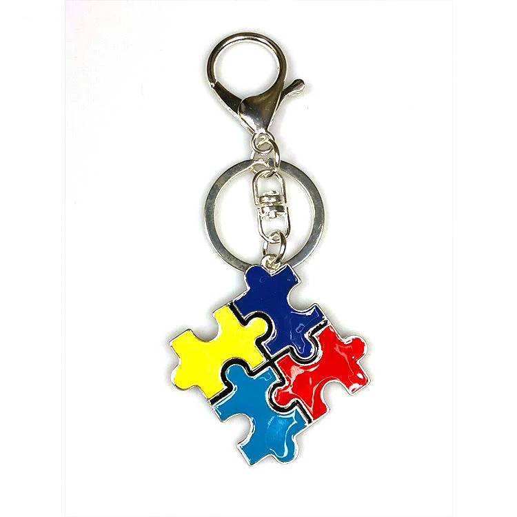 Cute Pretty Enamel Autism Keychain Personalized Charms Wholesale Custom Autism Awareness Metal Luxury Designer Keychains
