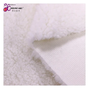 Low MOQ 100% White Curly Plush Fabric Recycled Polyester Teddy Fabric for Coat Jacket