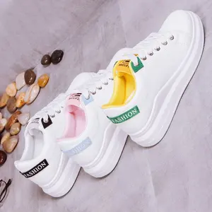 Whale Will Toe Artificial PU Upper Front Tether Closure Sports Sneakers White Women's Shoes