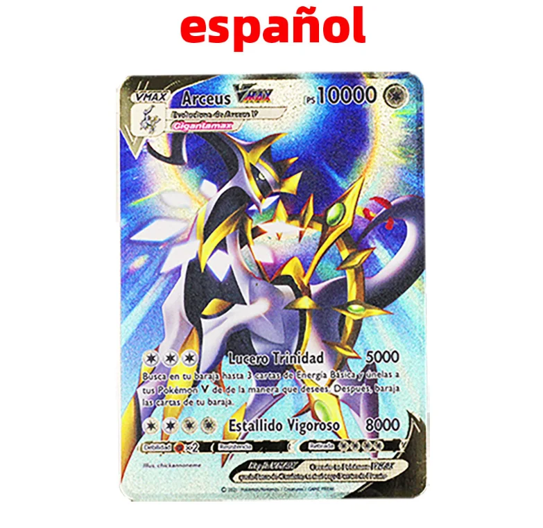 Cartão De Ouro Pokemon Espanhol Do Cartão Do Ouro De Vmax Pikachu