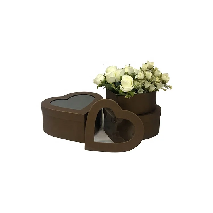 Set 3 Reusable Heart-Shaped Floral Bouquet Boxes Coated Nested Flower Arrangement Gift Box for Anniversaries Weddings Mother's