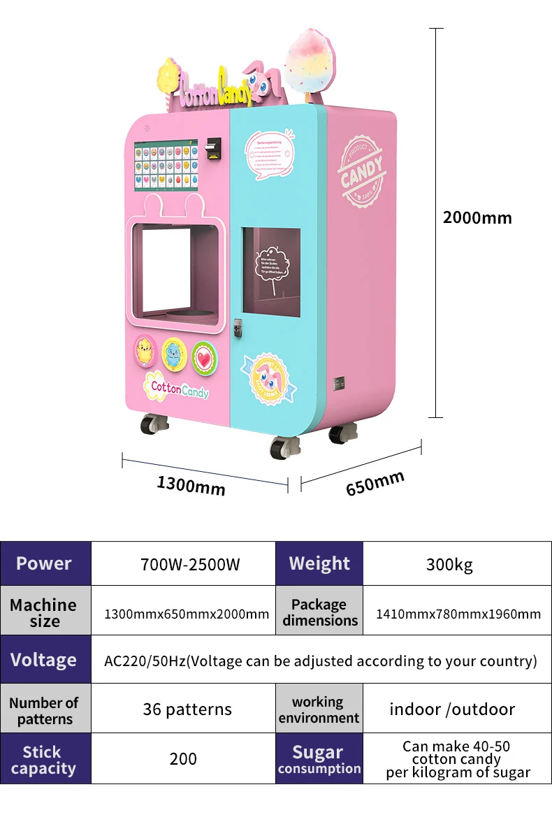 2023 Exclusive And Lovely Cotton Candy Vending Machine With High Profit 