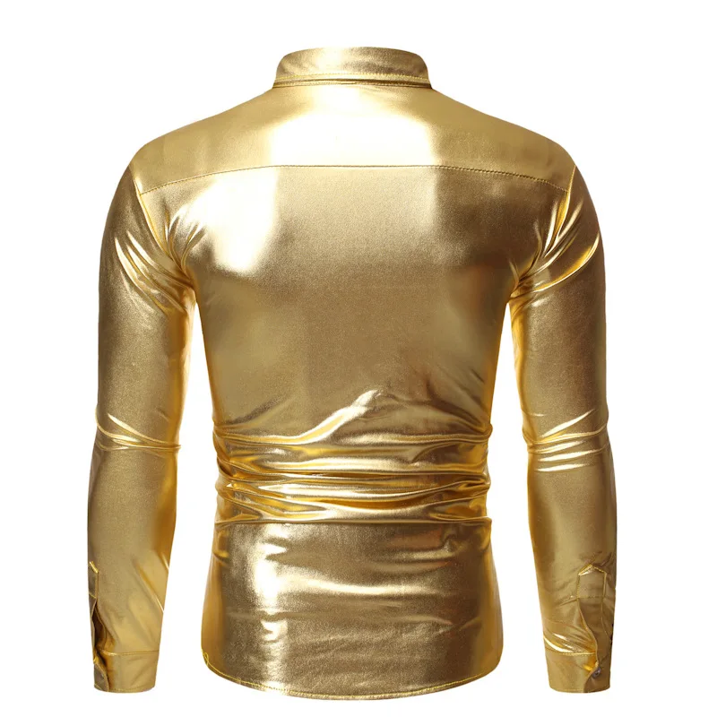 Wholesale stage Performance Costume Men equin hirt Gold ilver Metallic equins Glitter hirt Men Costume Chemise tage Performance hirt Male Club Whole
