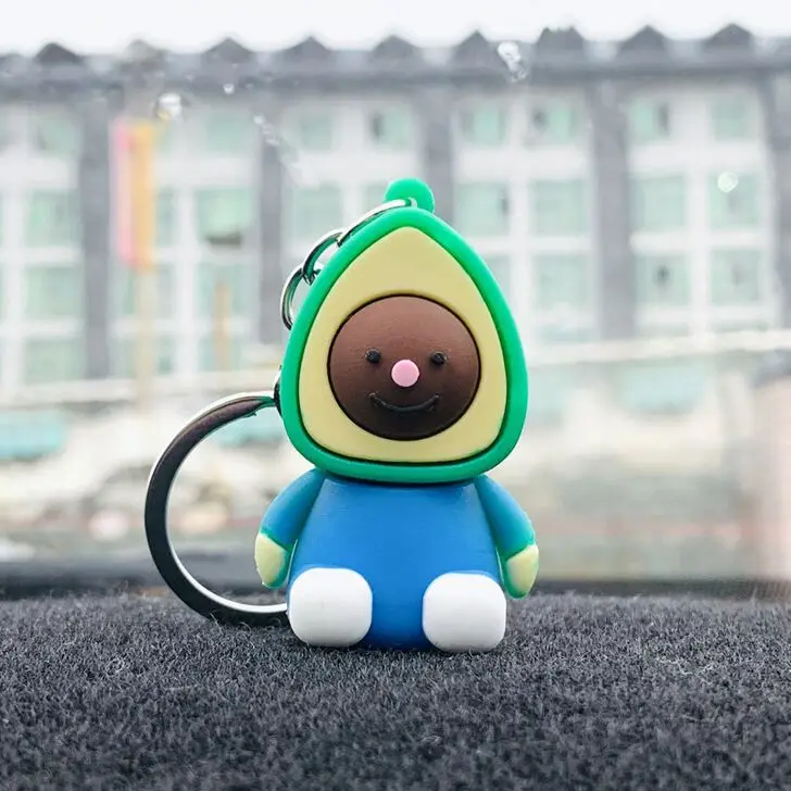 SC New Arrival Cartoon Keychain Colorful Silicone Keychain Various Fruits Cute Smile Avocado Keychain to My Son for Women Men