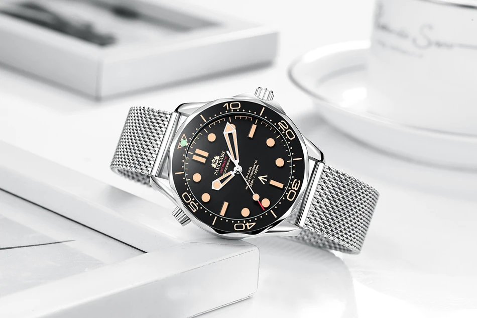 Paulareis Automatic Self Wind Mechanical Net Stainless Steel Nylon Strap Luxury Men New Limited Watch