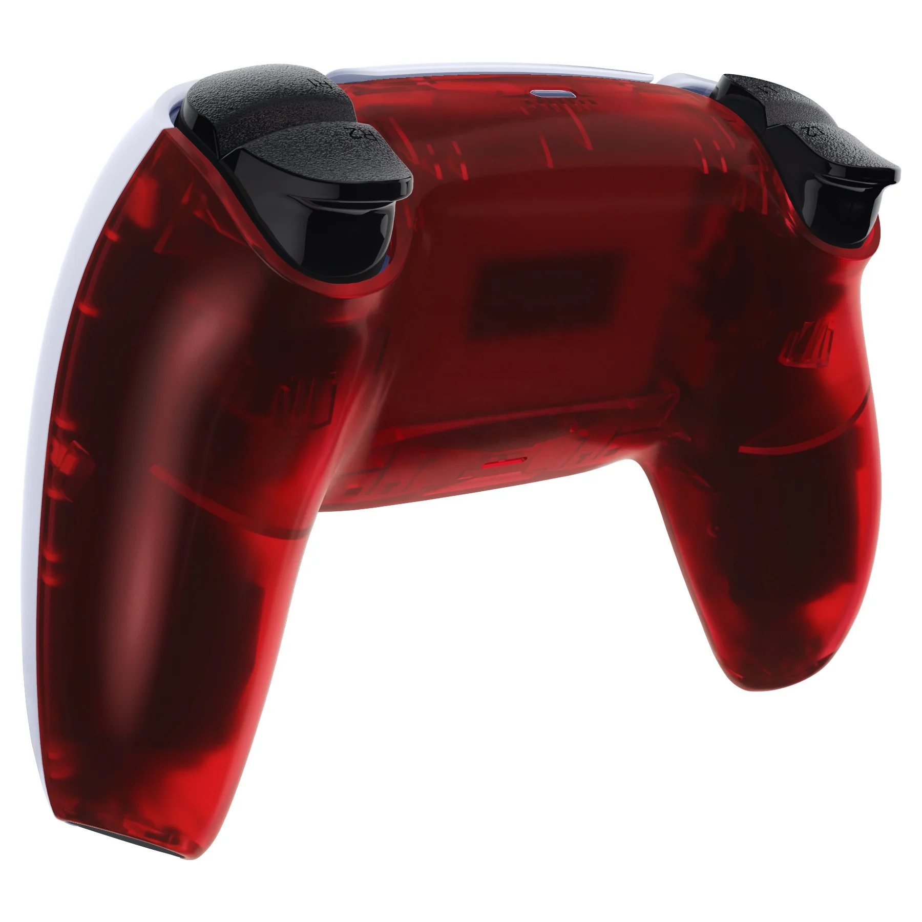 EXtremeRate Clear Red Custom Replacement Back Shell for PS5 Controller