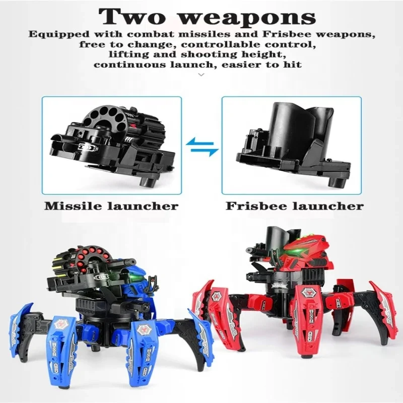 2.4G Electric Remote Control Spider Robot Gravity Sensing Rc Intelligent Fighting Robot DIY Shooting Game with Double weapon Toy