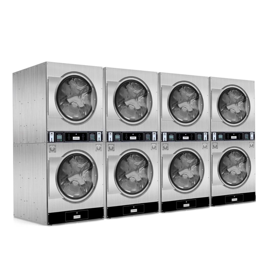 Best Selling Coin Laundry Washing Machine Commercial Dryer Stacking Equipment with Button Screen