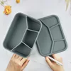 Gray-four-compartment silicone lunch box