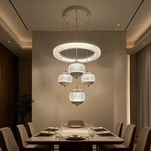 JACKSUN Luxury Minimalist Modern Simple Golden Pendant Light Living Room Lights Restaurant Chandelier
