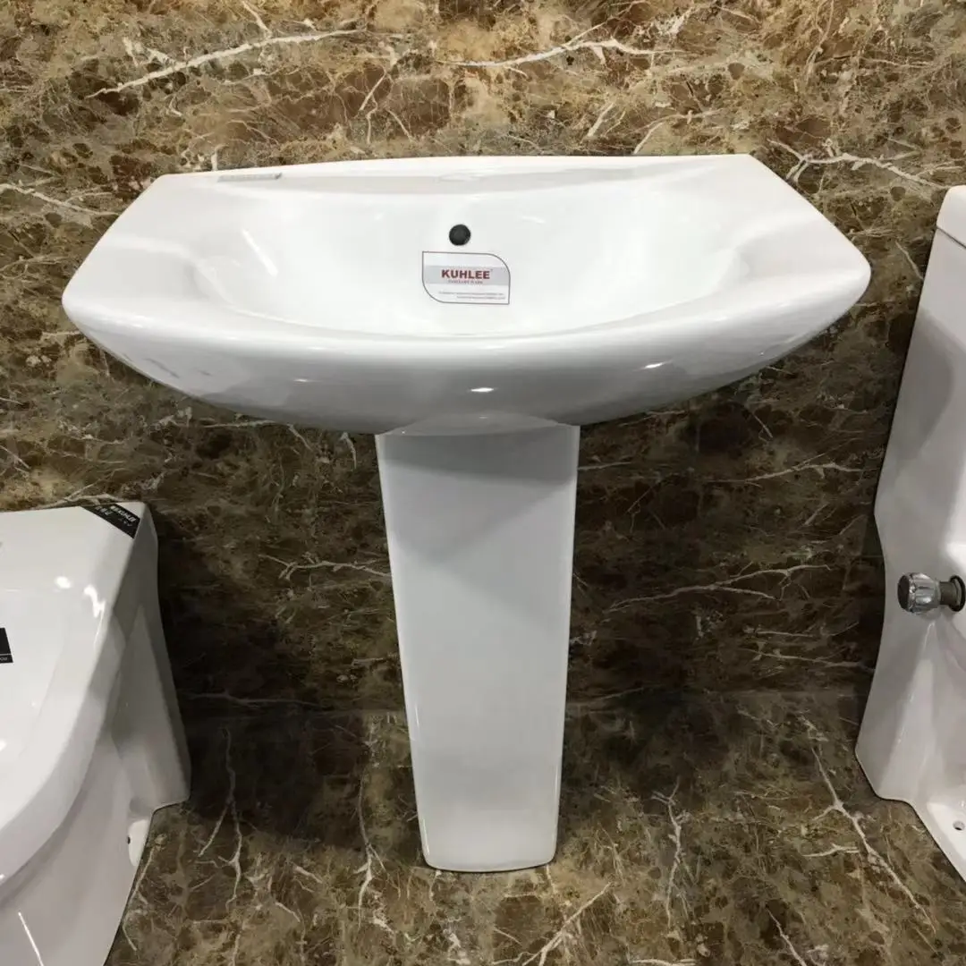 Wholesale Cheap Price Sanitary Ware Suite White Pedestal Sink Standing Basin For Hotel Bathroom