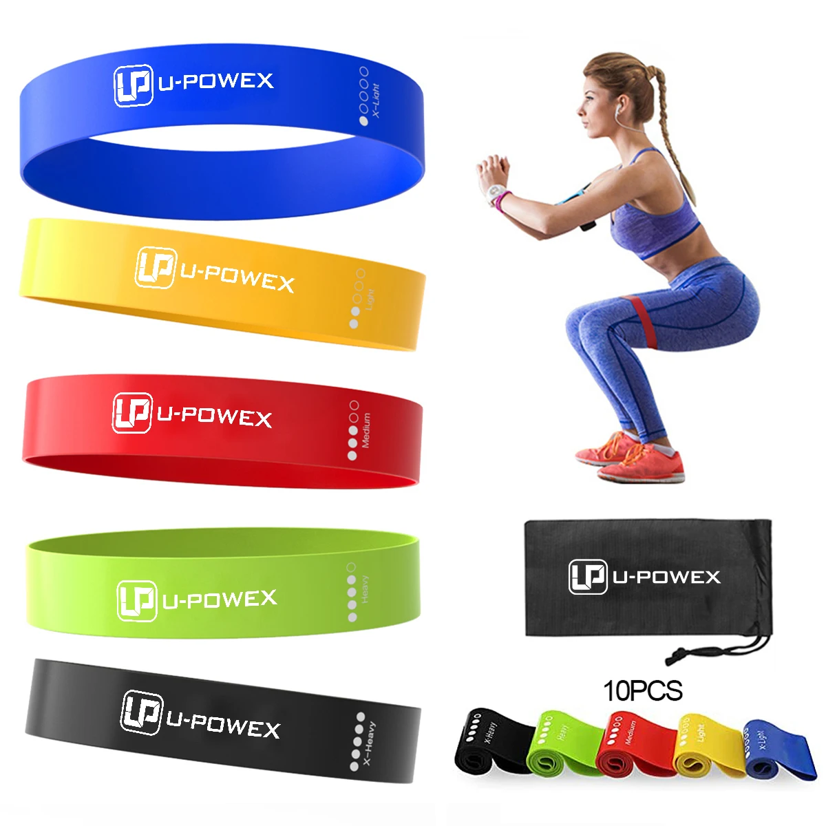 Custom Printed Mini Loop Bands Natural Latex Exercise Resistance Bands Set
